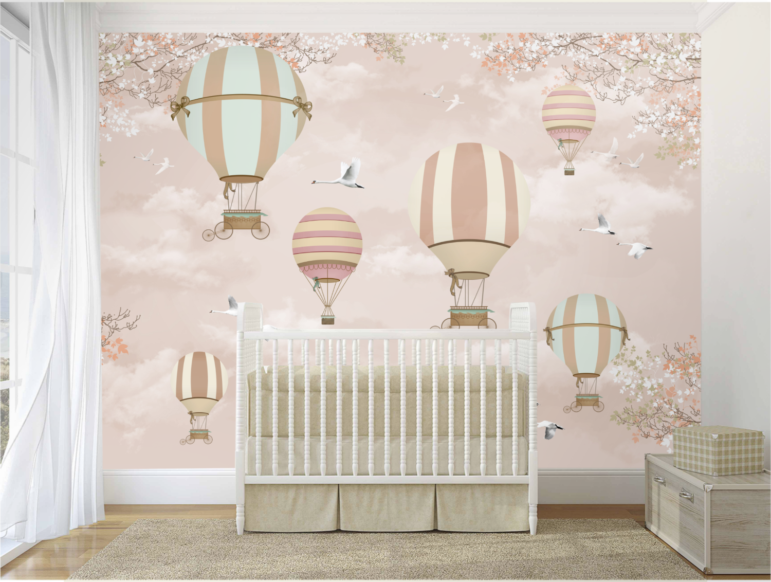 Mural Globos Aéreos Rosa