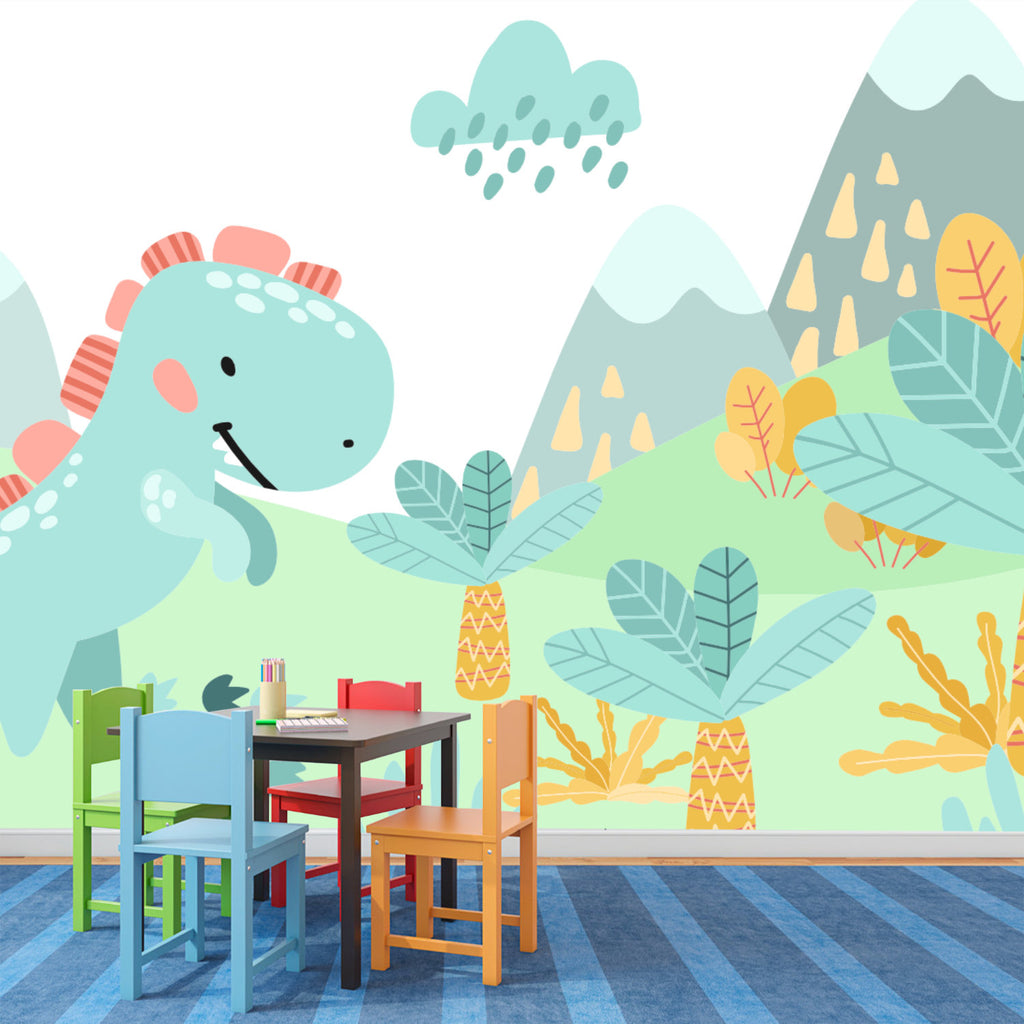 Mural Dinosaurio y Volcanes
