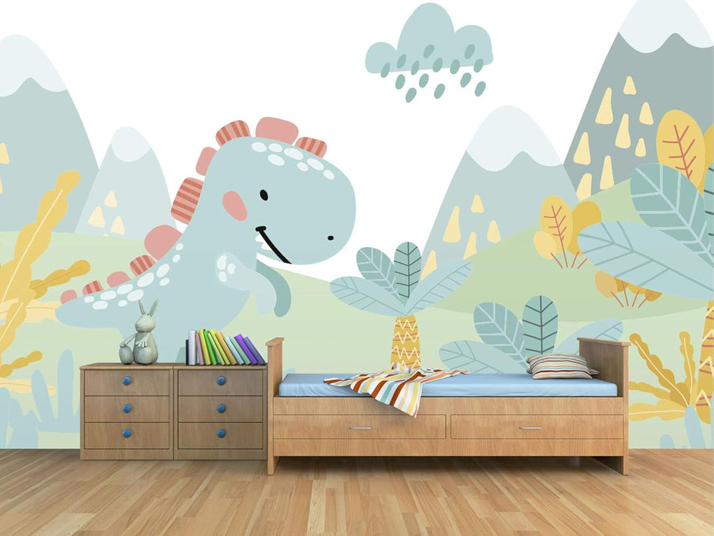Mural Dinosaurio y Volcanes
