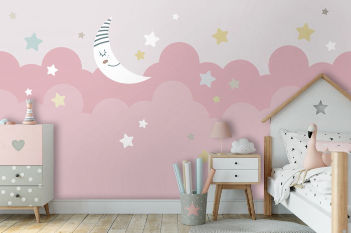 Mural Noche Estrellada Rosa