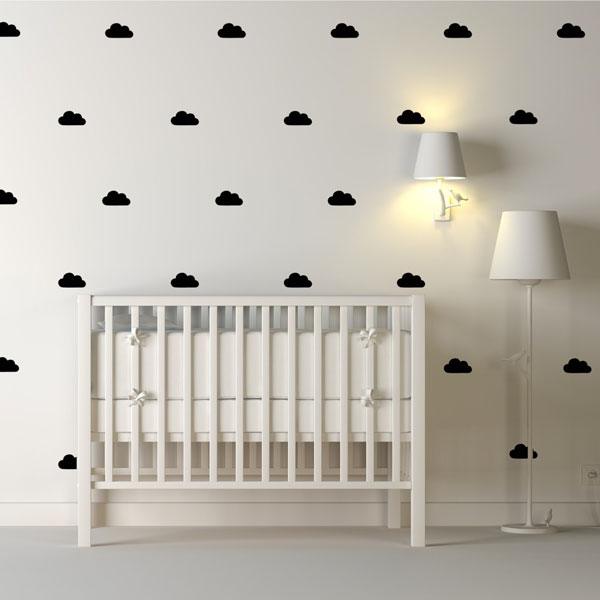 Vinilos Decorativos, Set de 16 Nubes Negro 070