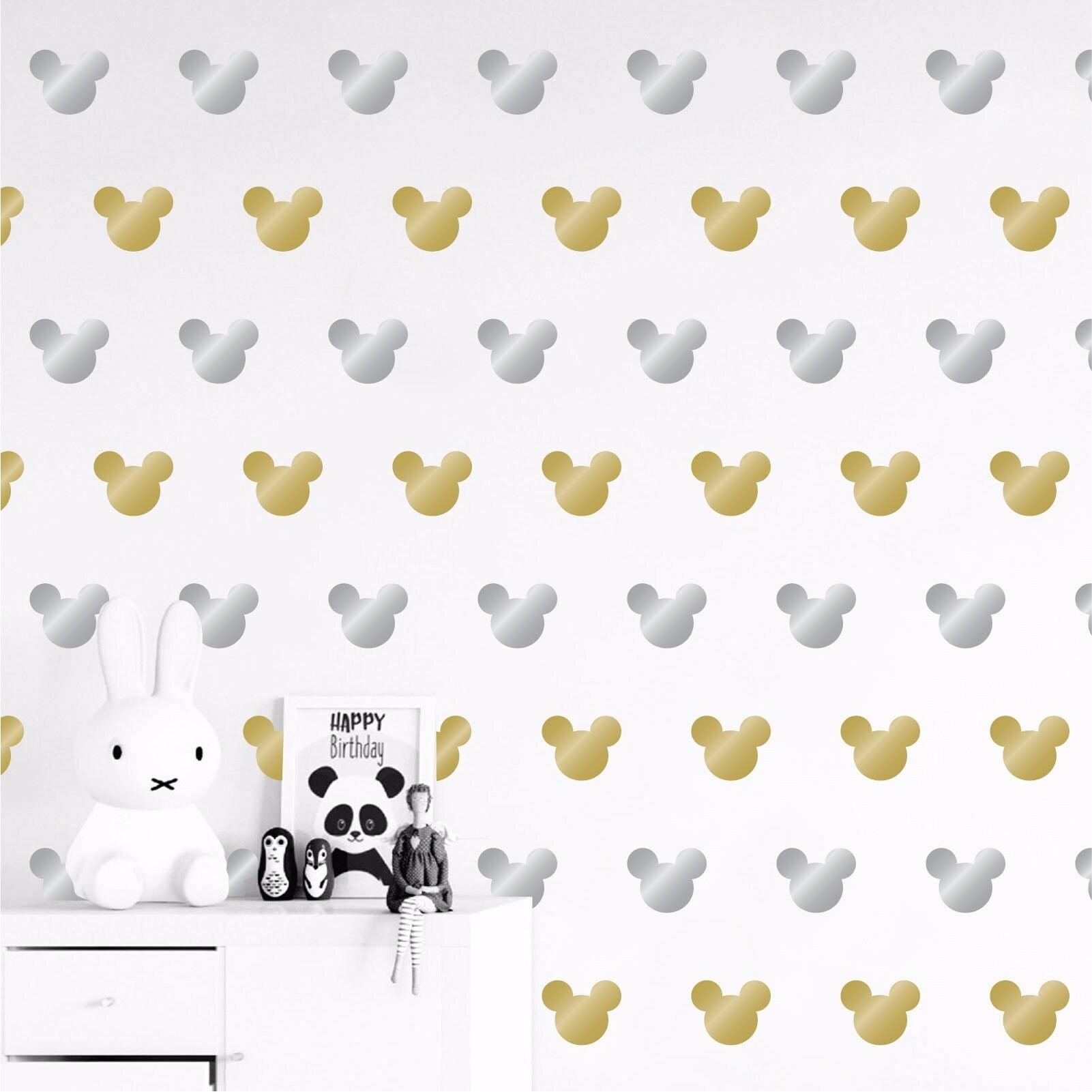 Vinilos Decorativos, Set de 8 Mickey Mouse (1 Color) Dorado espejo