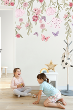 Vinilos decorativos flores y mariposas en acuarela (set incluye 83 figuras)