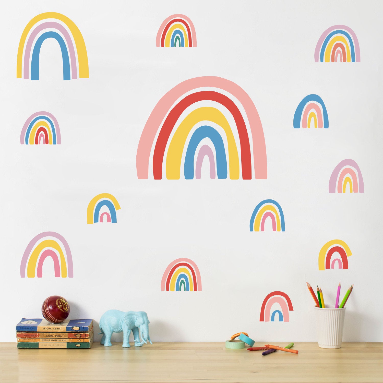 Vinilos Decorativos, Set de 13 Arcoíris Multicolor