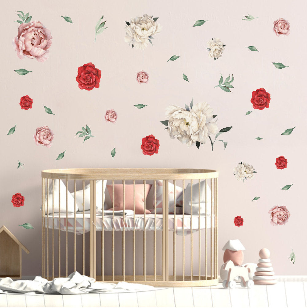 Vinilos Decorativos, Set de 90 Rosas & Peonas