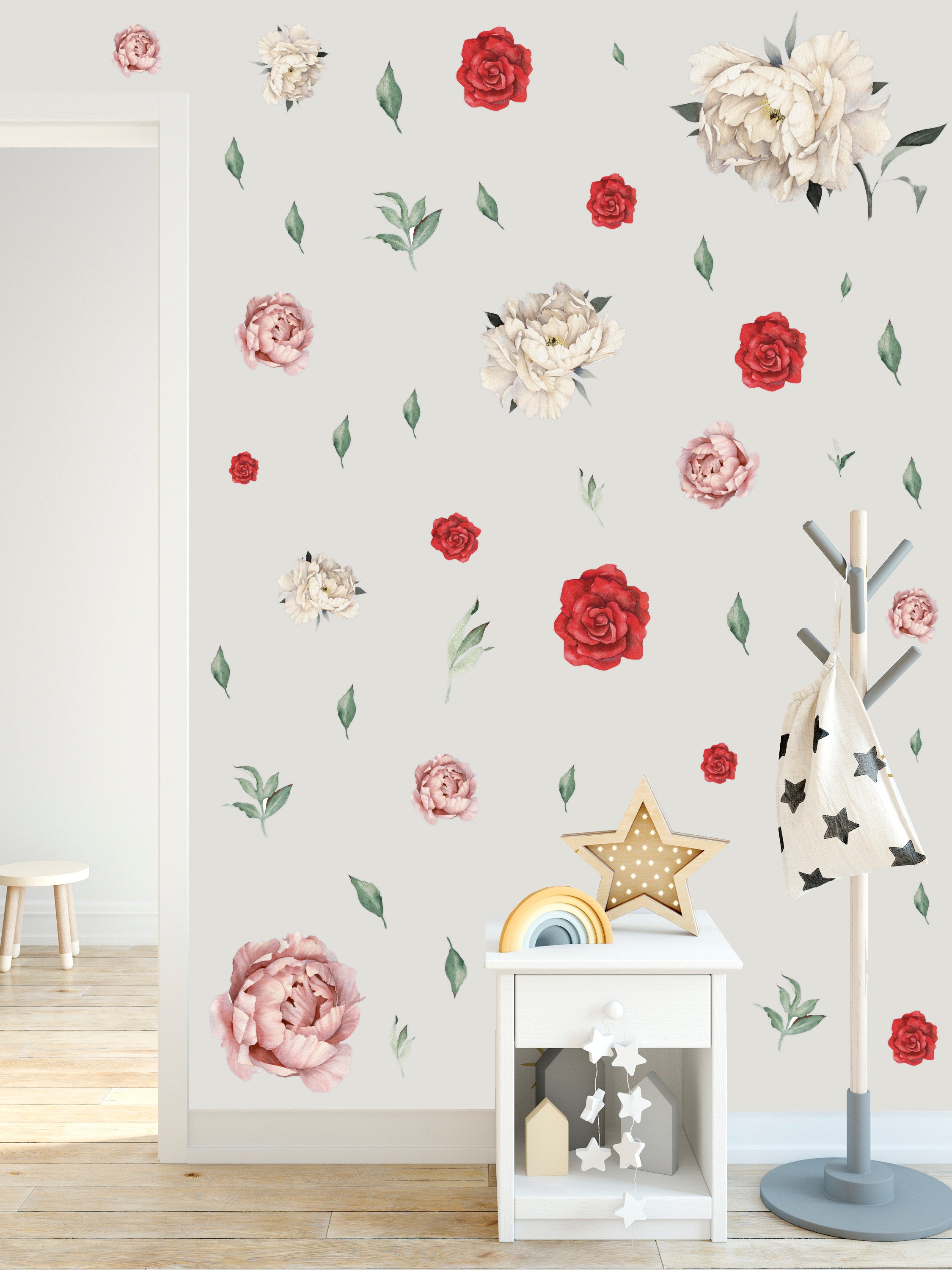 Vinilos Decorativos, Set de 90 Rosas & Peonas