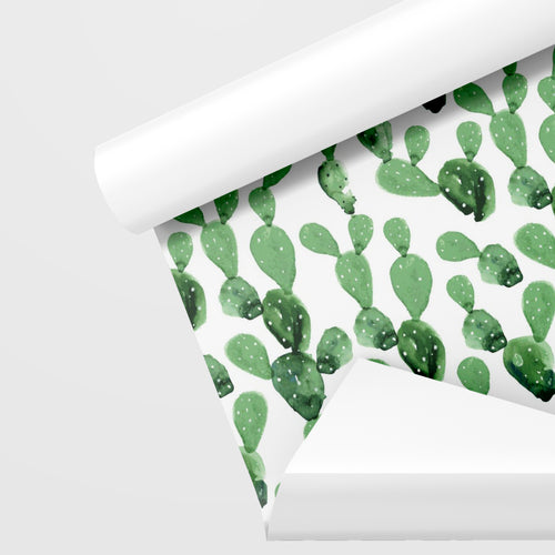 Papel Tapiz Autoadhesivo de Cactus en Acuarela - Diseño Botánico para Paredes