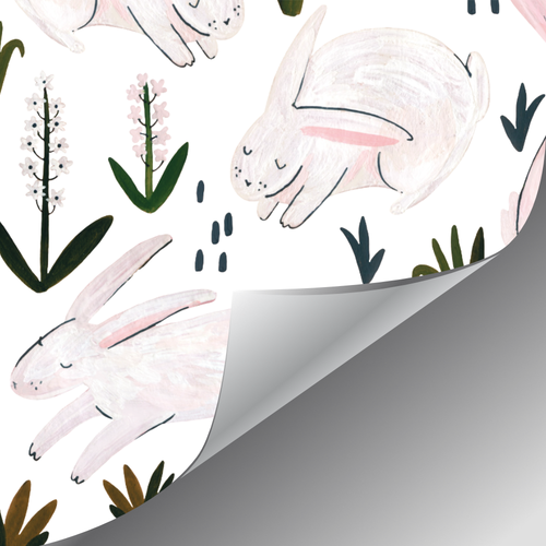 Papel Tapiz Autoadhesivo de Conejitos y Flores