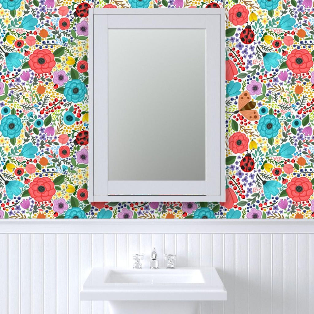 Papel decorativo Autoadhesivo Flores y Mariquitas, Rollo 26" x 52"