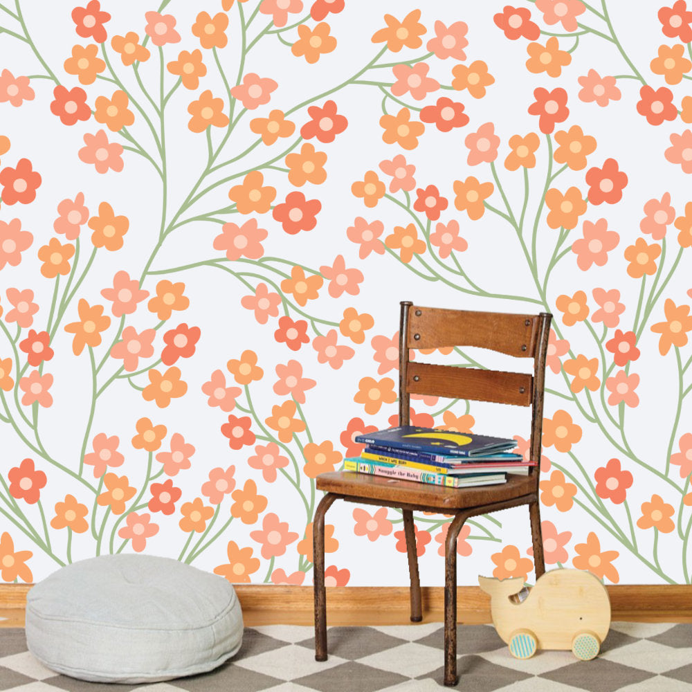 Papel Tapiz Autoadhesivo de Flores Silvestres - Mural Botánico para Pared
