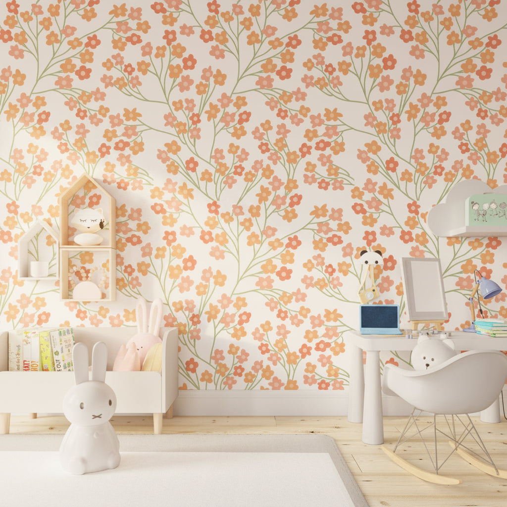 Papel Tapiz Autoadhesivo de Flores Silvestres - Mural Botánico para Pared