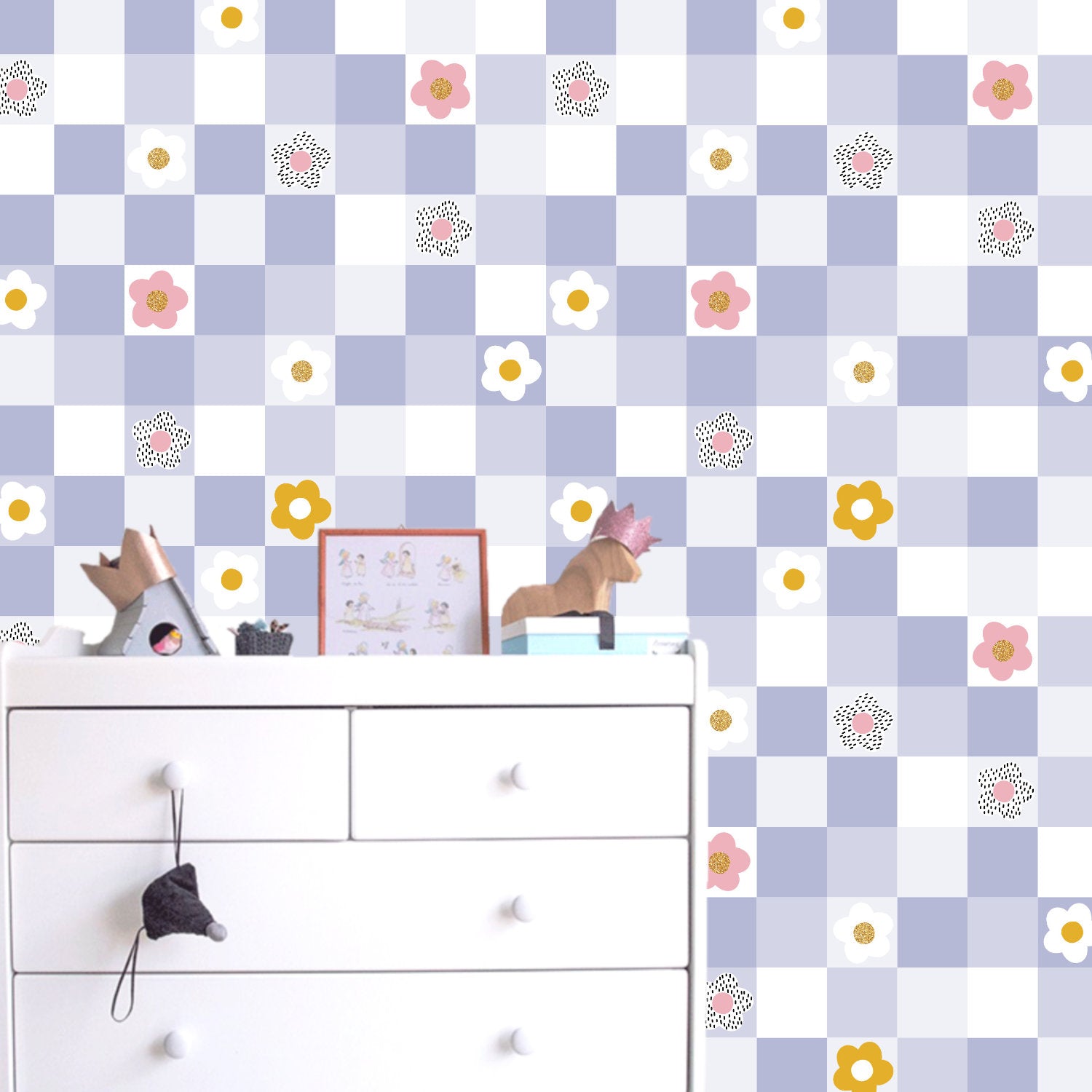 Papel Tapiz Autoadhesivo de Cuadros y Flores