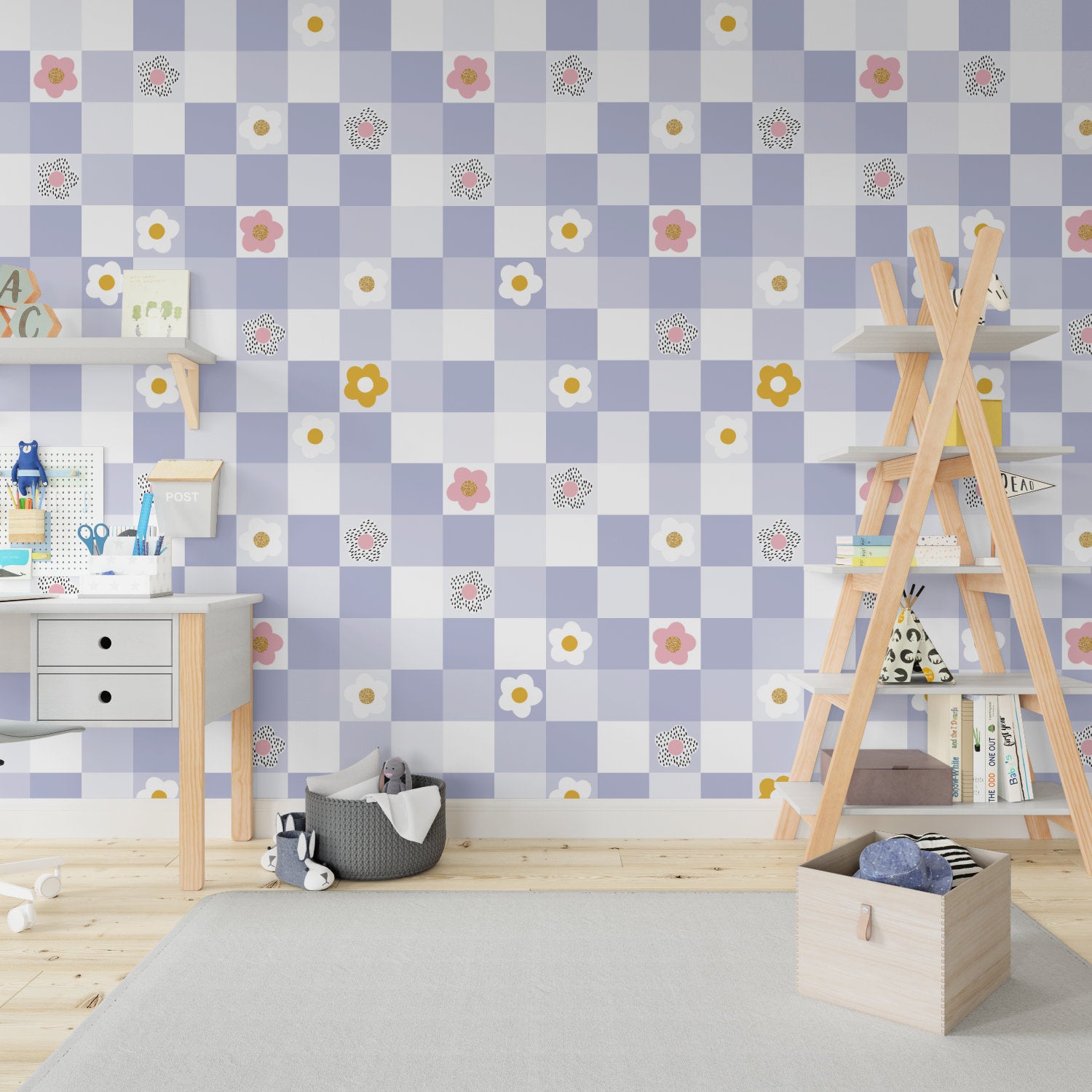 Papel Tapiz Autoadhesivo de Cuadros y Flores