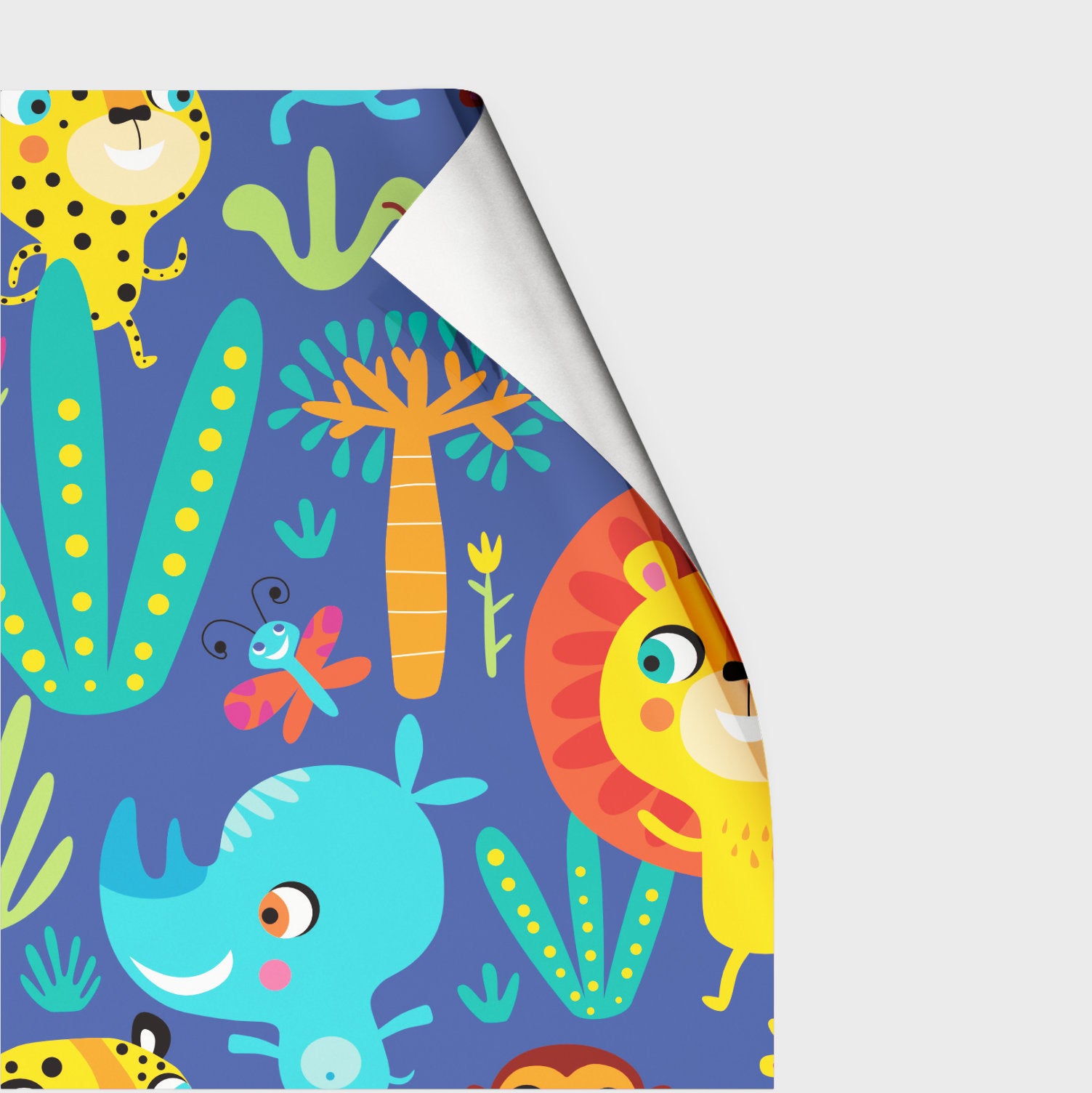 Papel Tapiz Autoadhesivo de Animales de la Selva - Mural Infantil Colorido
