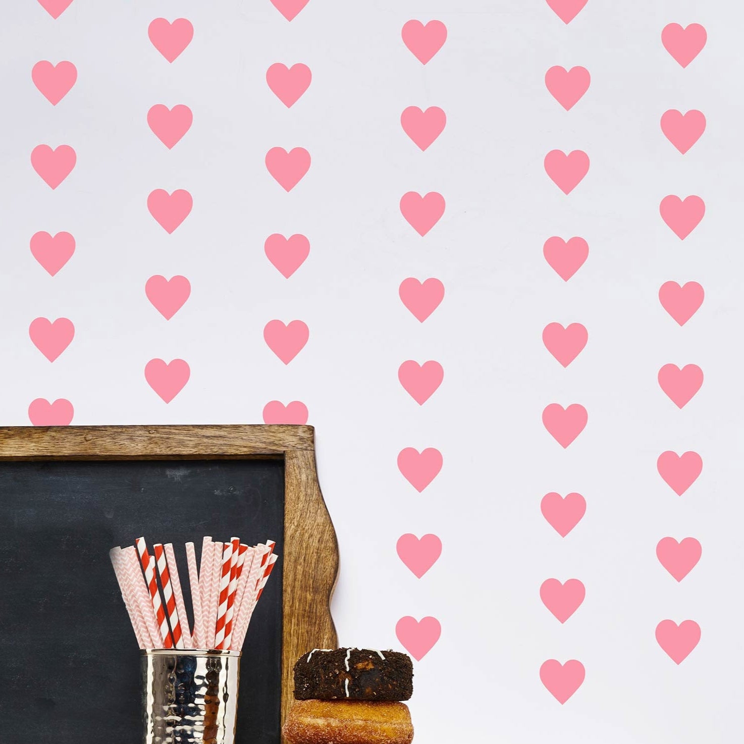 Vinilos Decorativos, Set de 24 Corazones (1 Color)