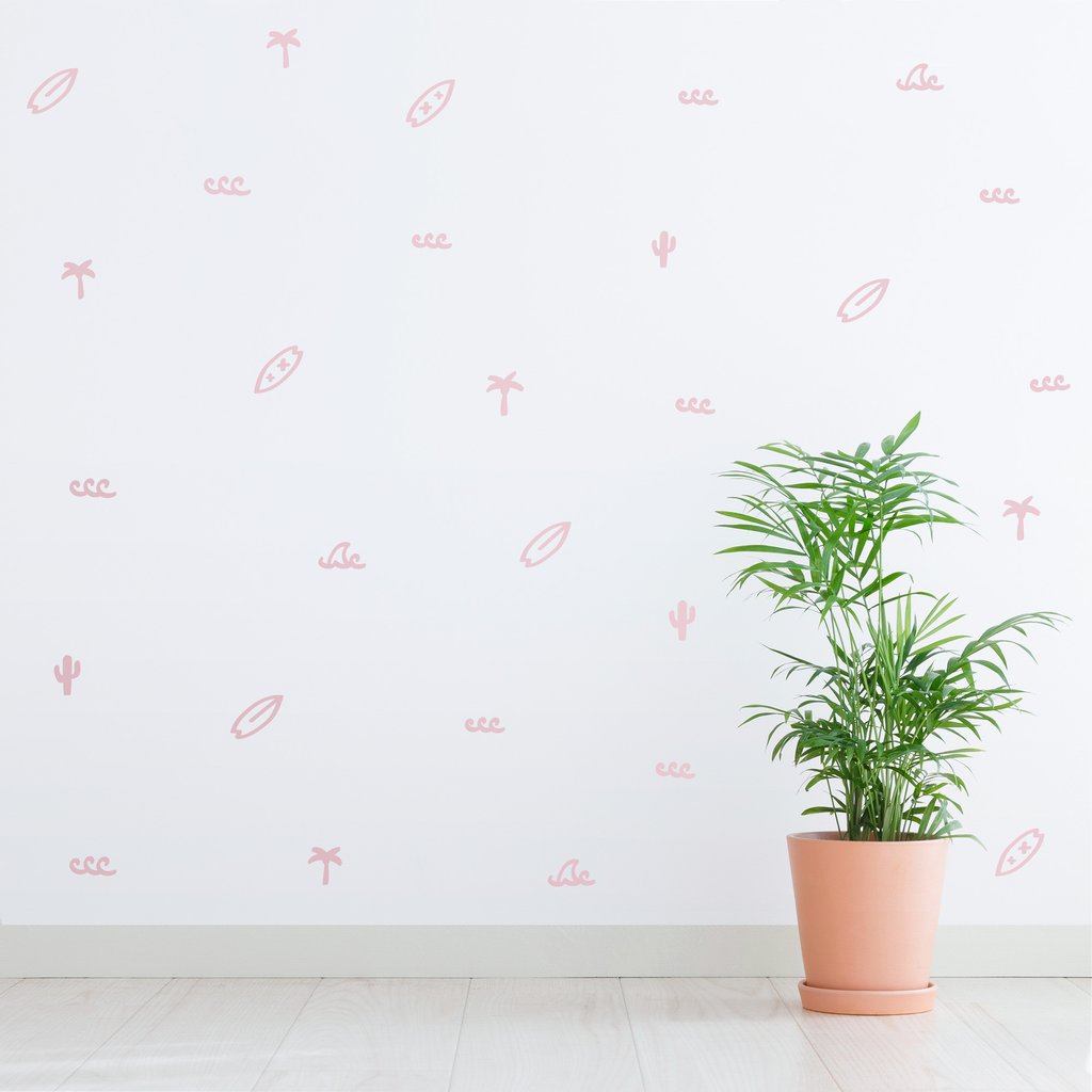 Vinilos Decorativos, Set de 147 Figuras Verano Rosa bebé