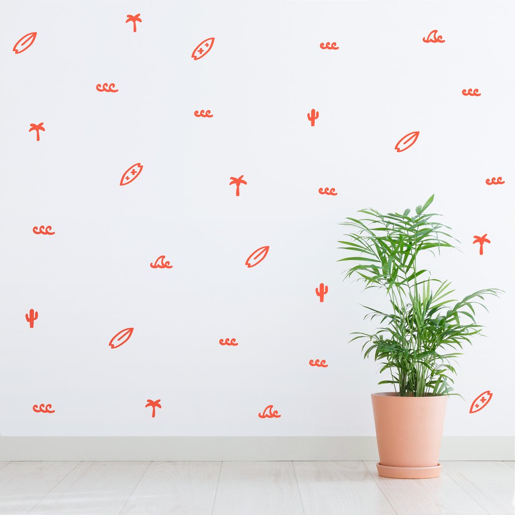 Vinilos Decorativos, Set de 147 Figuras Verano Rojo 030