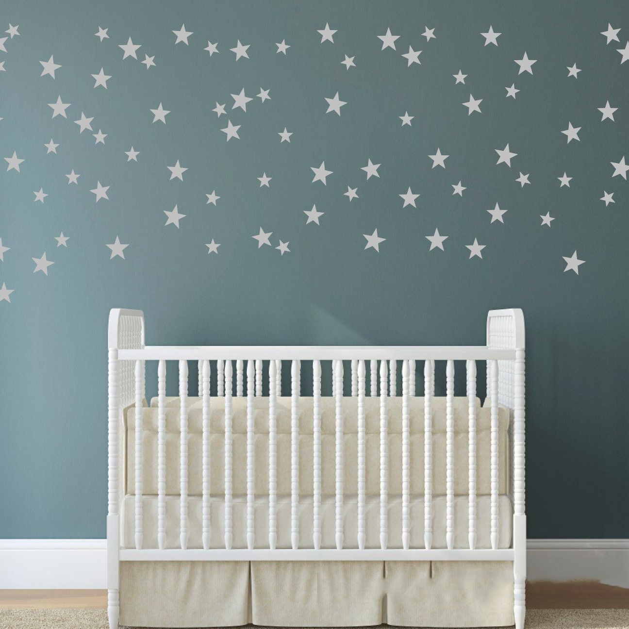 Vinilos Decorativos, Set de 34 Estrellas Plata brillante