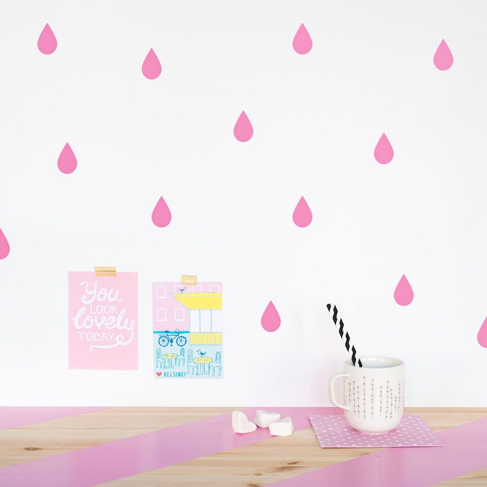 Vinilos Decorativos, Set de 12 Gotas Rosa suave 045