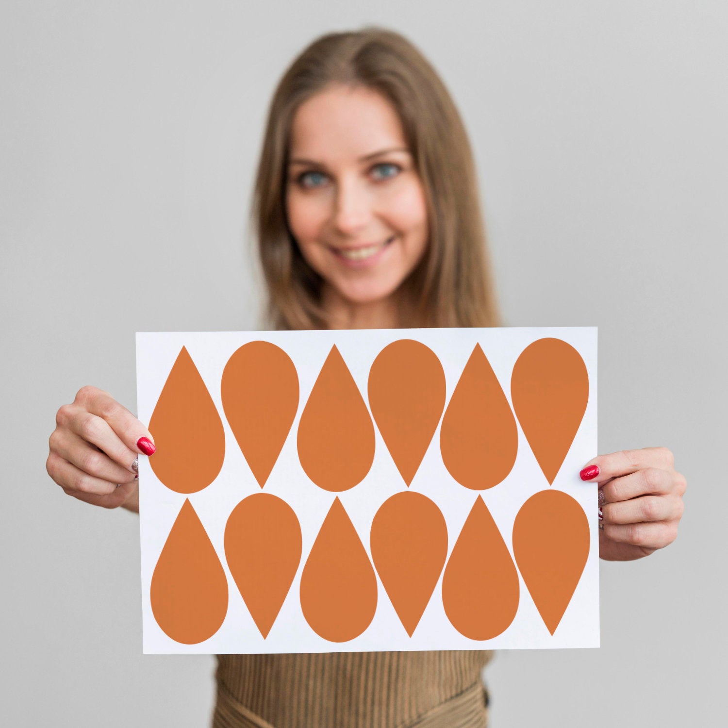 Vinilos Decorativos, Set de 12 Gotas Naranja pastel 035