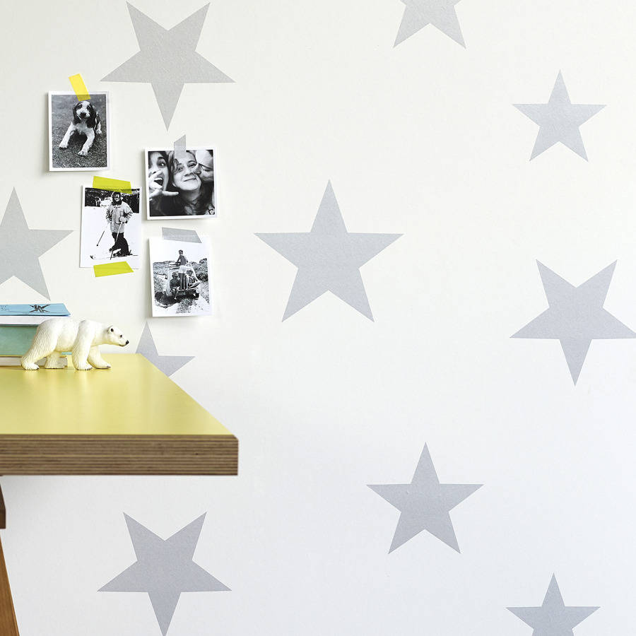 Vinilos Decorativos, Set de 5 Estrellas Grandes Gris claro 072