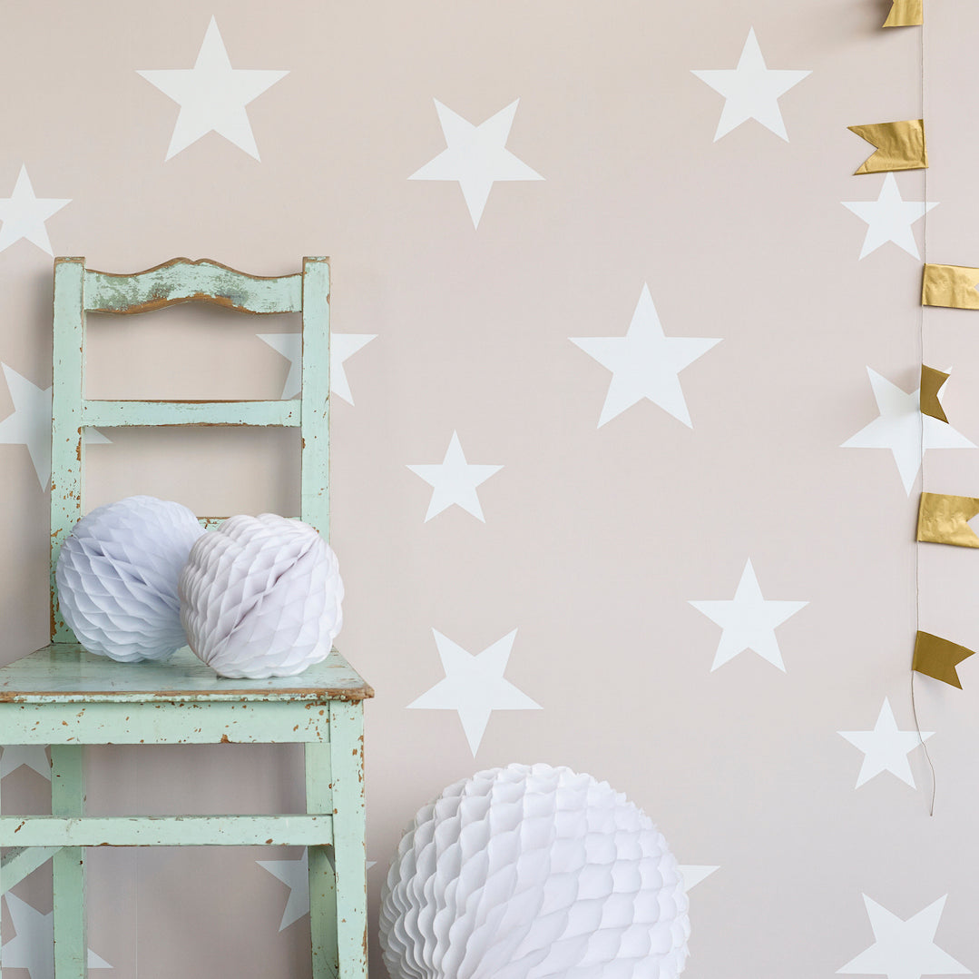 Vinilos Decorativos, Set de 5 Estrellas Grandes Blanco 010