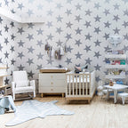 Vinilos Decorativos, Set de 8 Estrellas Plata brillante