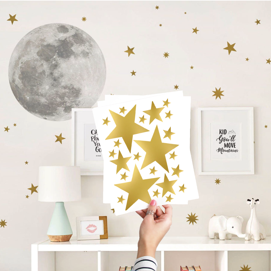 Vinilos Decorativos, Set de 1 Luna + 34 Estrellas en (1 Color) - The Happy Wall Co. | República Dominicana