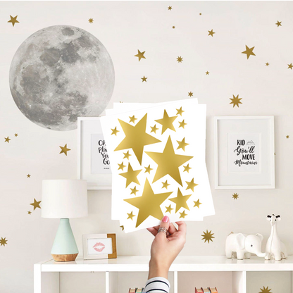 Vinilos Decorativos, Set de 1 Luna + 34 Estrellas en (1 Color) - The Happy Wall Co. | República Dominicana