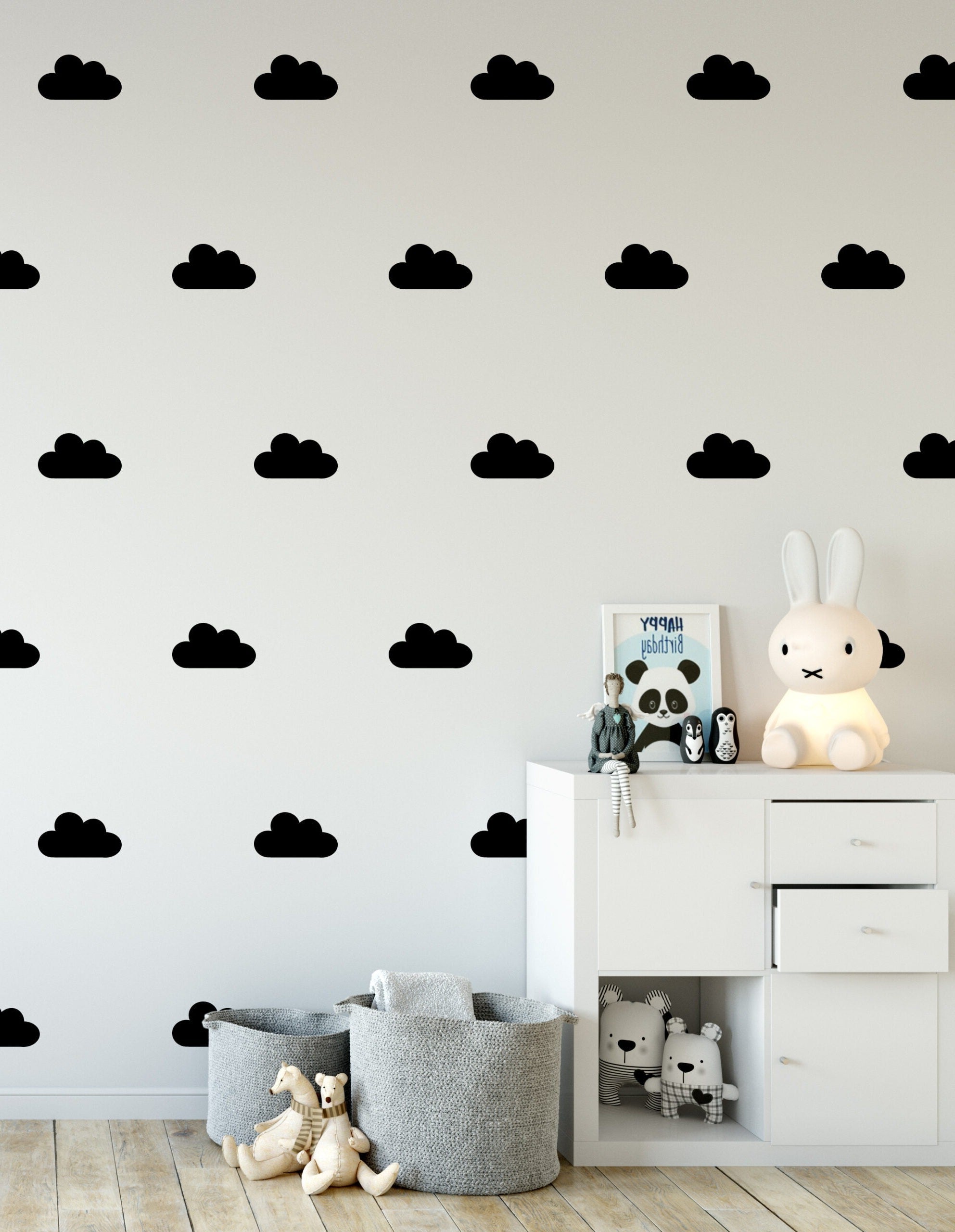 Vinilos Decorativos, Set de 6 Nubes Medianas Negro 070