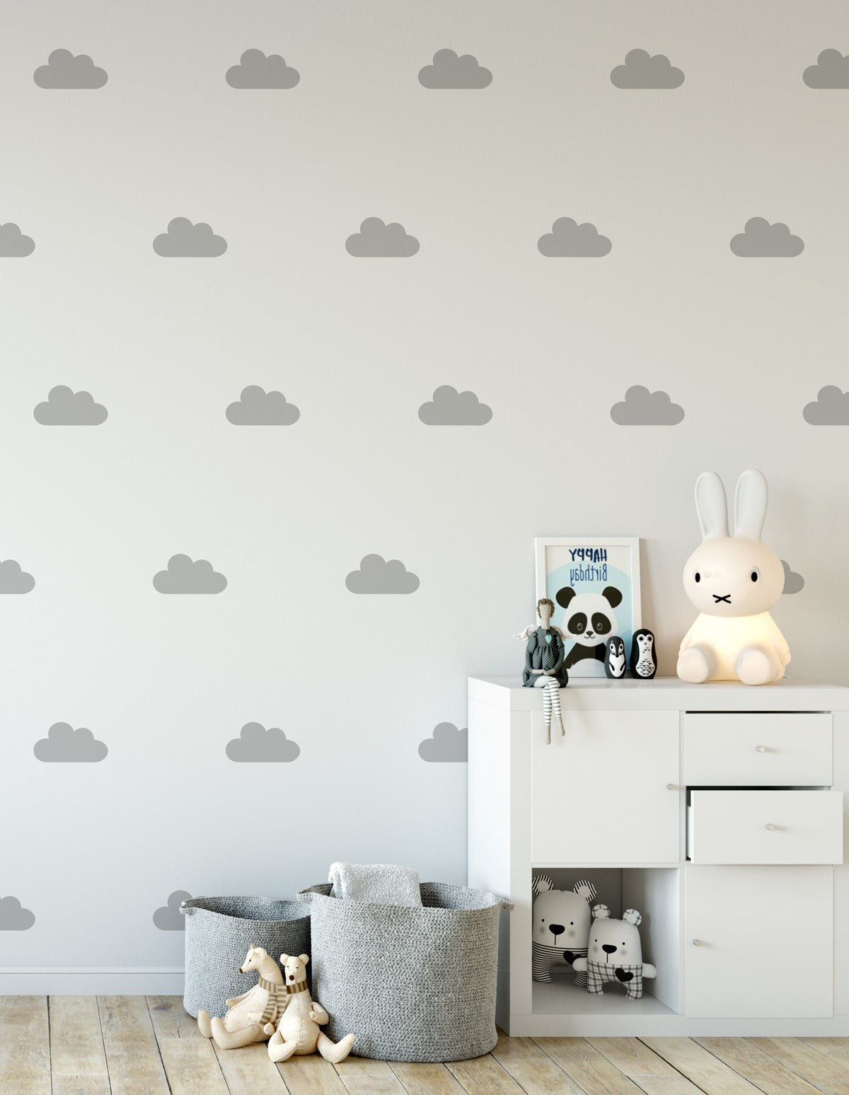 Vinilos Decorativos, Set de 6 Nubes Medianas Gris claro 072