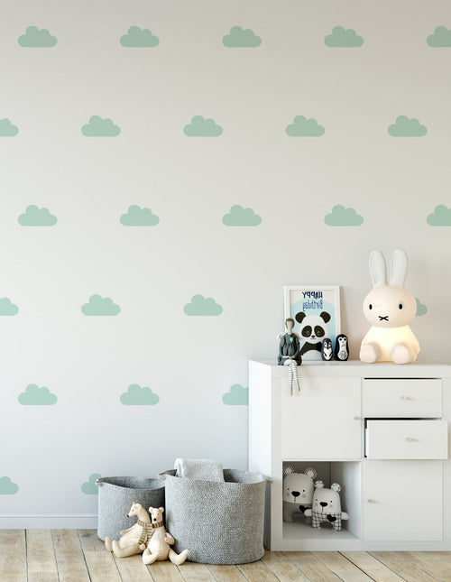 Vinilos Decorativos, Set de 6 Nubes Medianas Menta 055