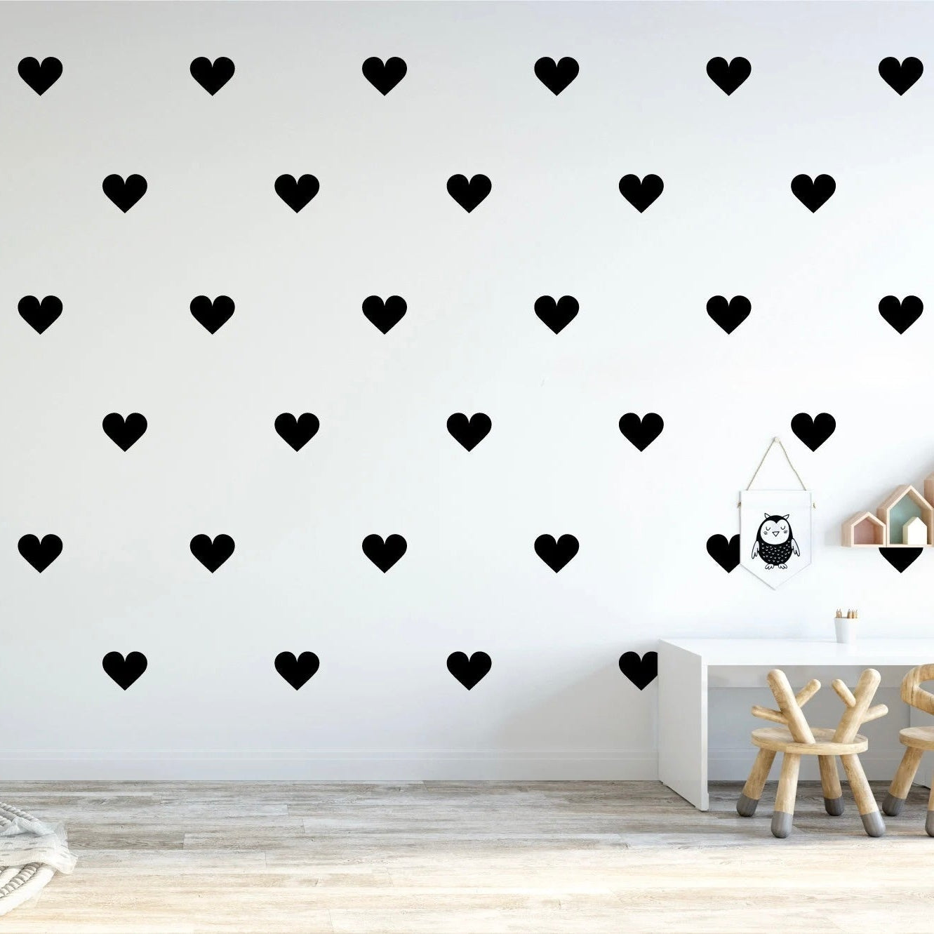 Vinilos Decorativos, Set de 8 Corazones Grandes (1 Color)