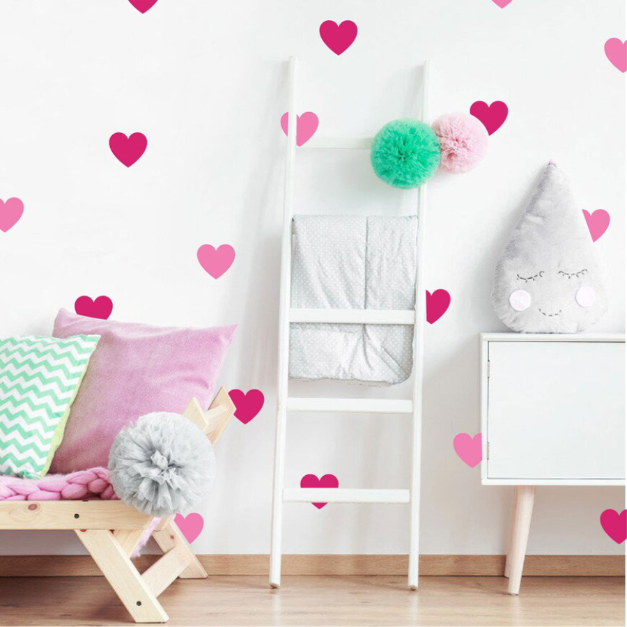 Vinilos Decorativos, Set de 8 Corazones Grandes (1 Color)