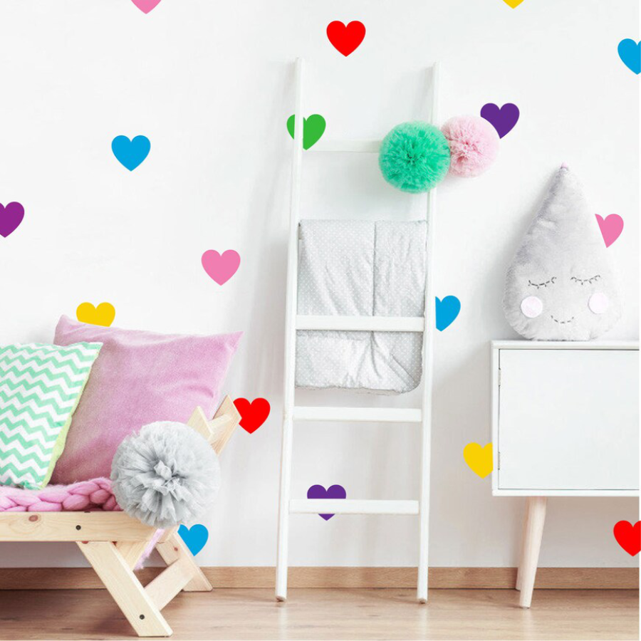 Vinilos Decorativos, Set de 8 Corazones Grandes (1 Color)