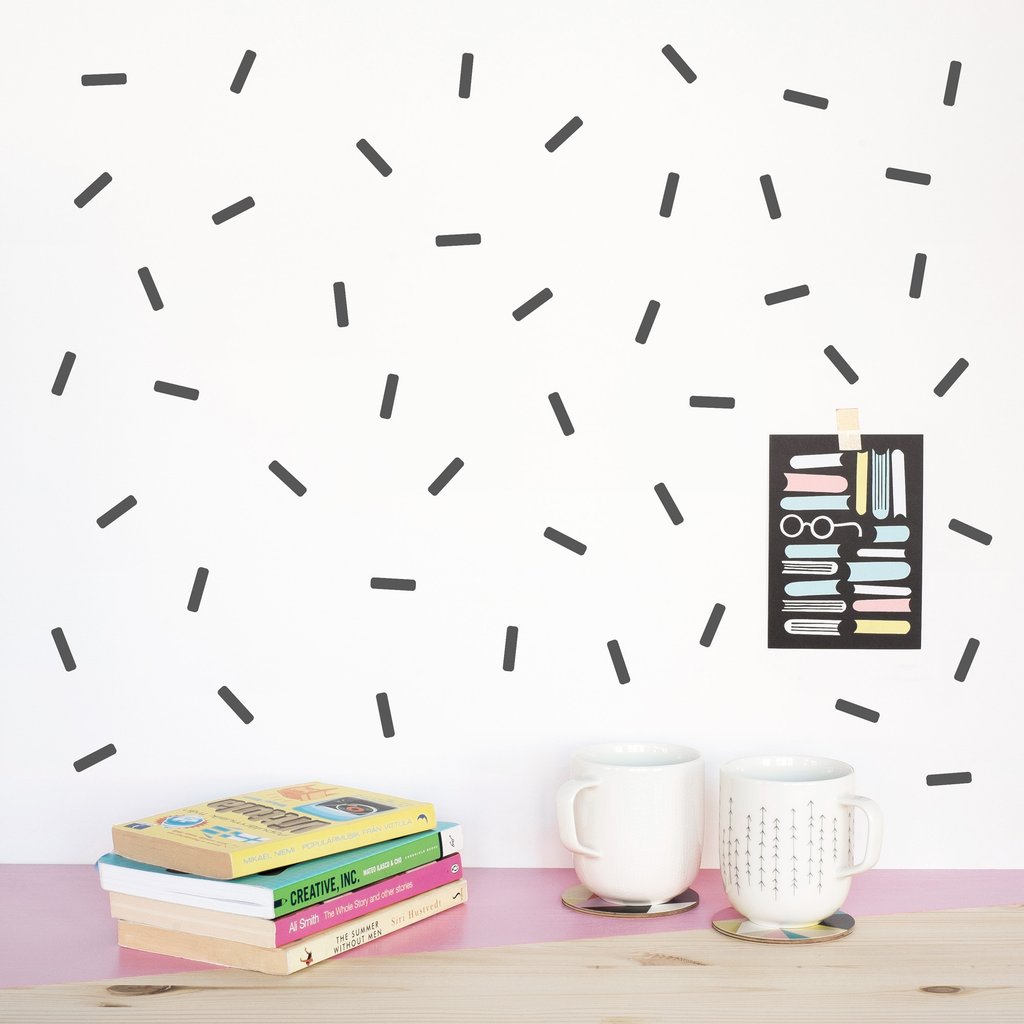 Vinilos Decorativos, Set de 45 Mini Confetis Negro 070