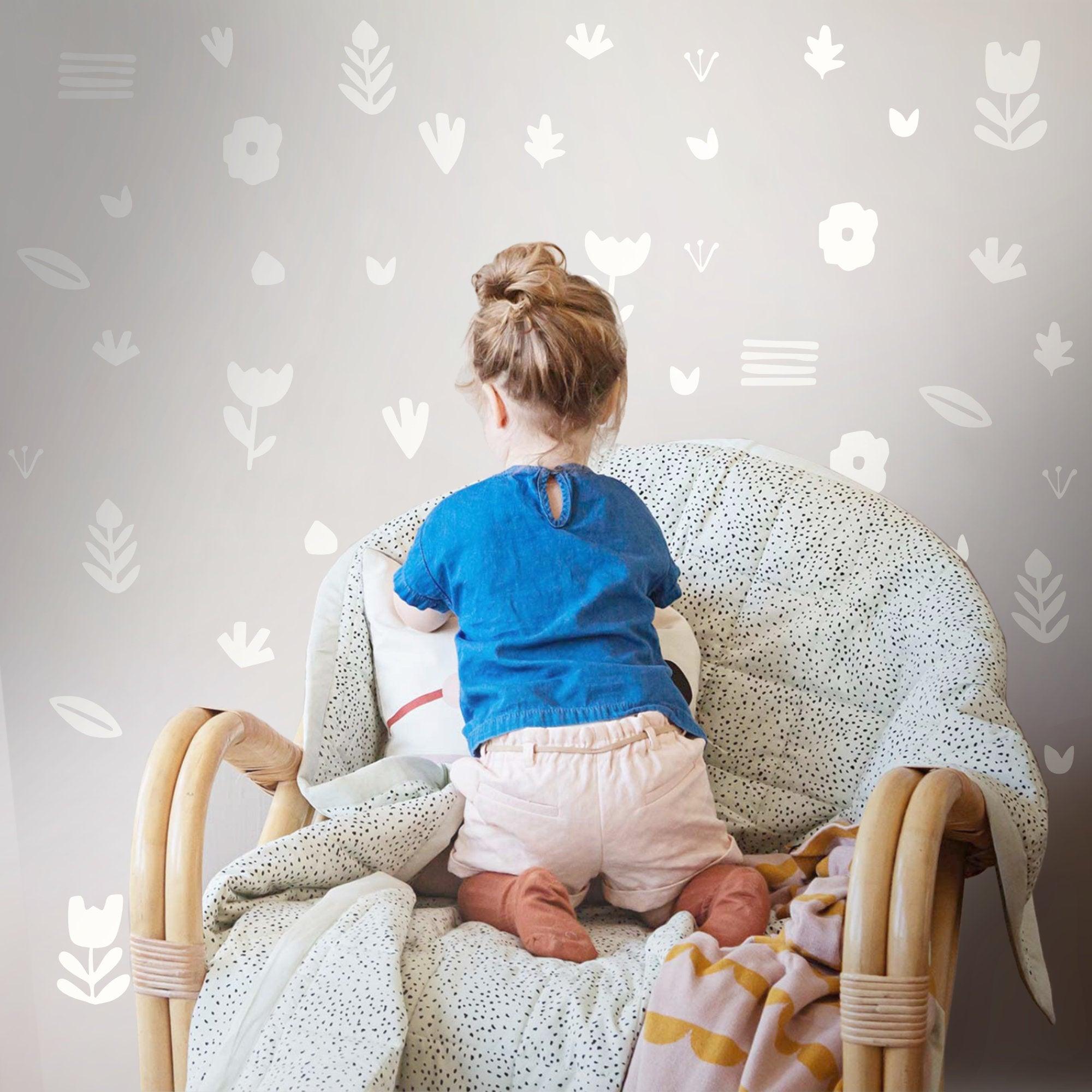 Vinilos Decorativos, Set de 42 Pétalos y Flores Blanco 010