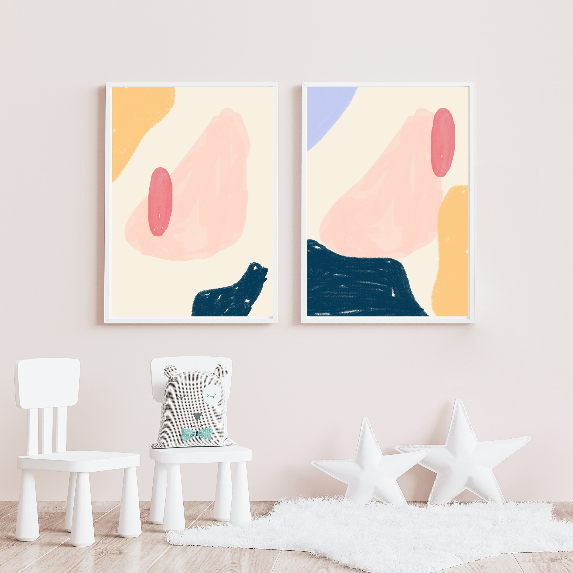 2 Cuadros Composiciones Abstractas + Marcos incluidos