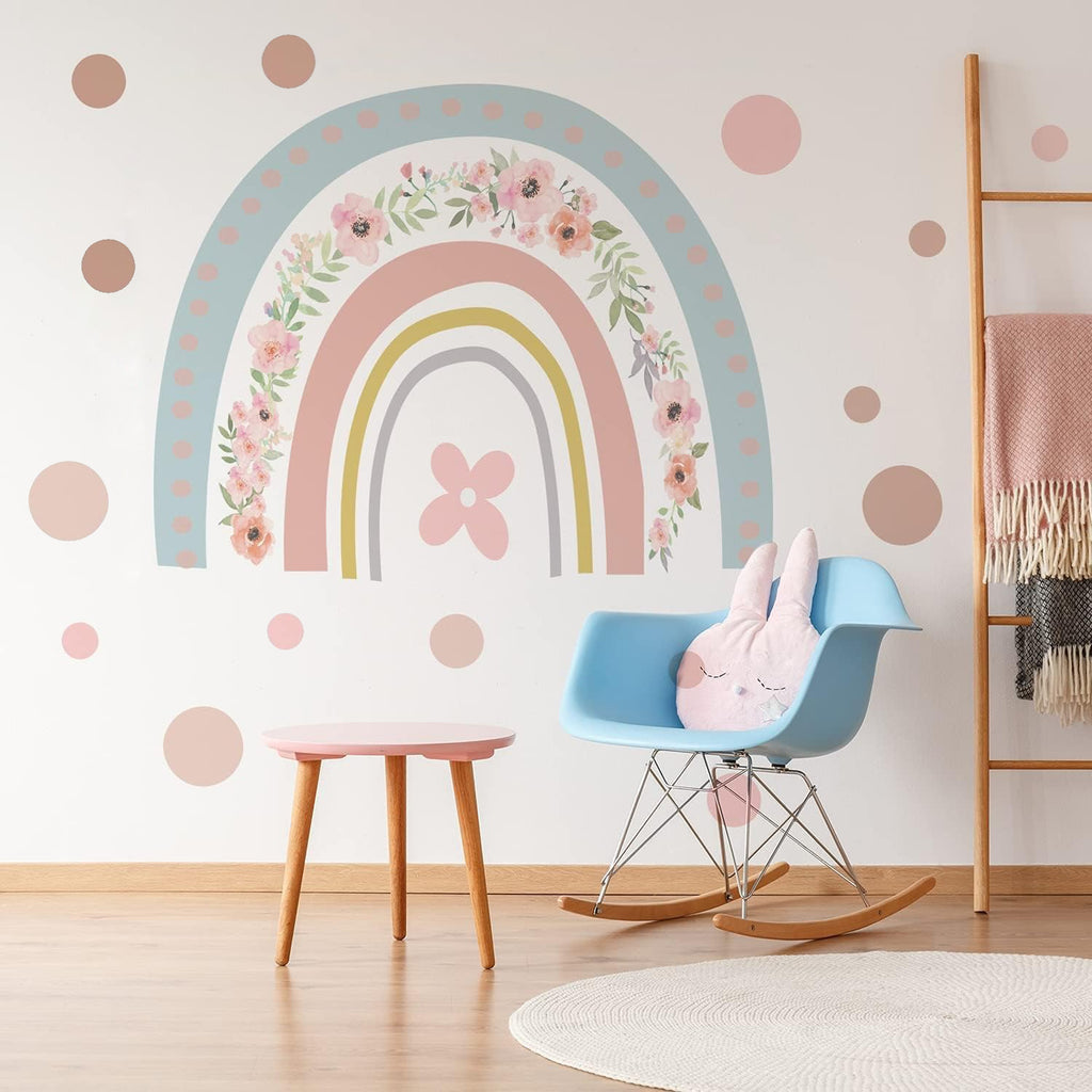 Set de 60 Vinilos Decorativos, Arcoíris Grande + Círculos