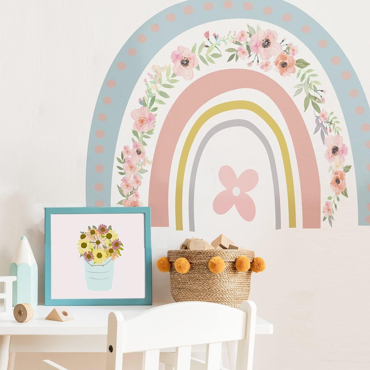 Set de 60 Vinilos Decorativos, Arcoíris Grande + Círculos