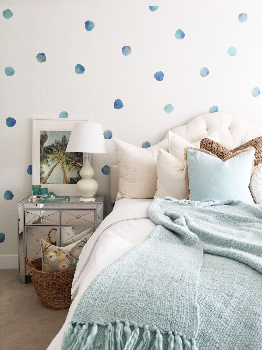 Vinilos Decorativos, Set de 108 Lunares Acuarela Azul