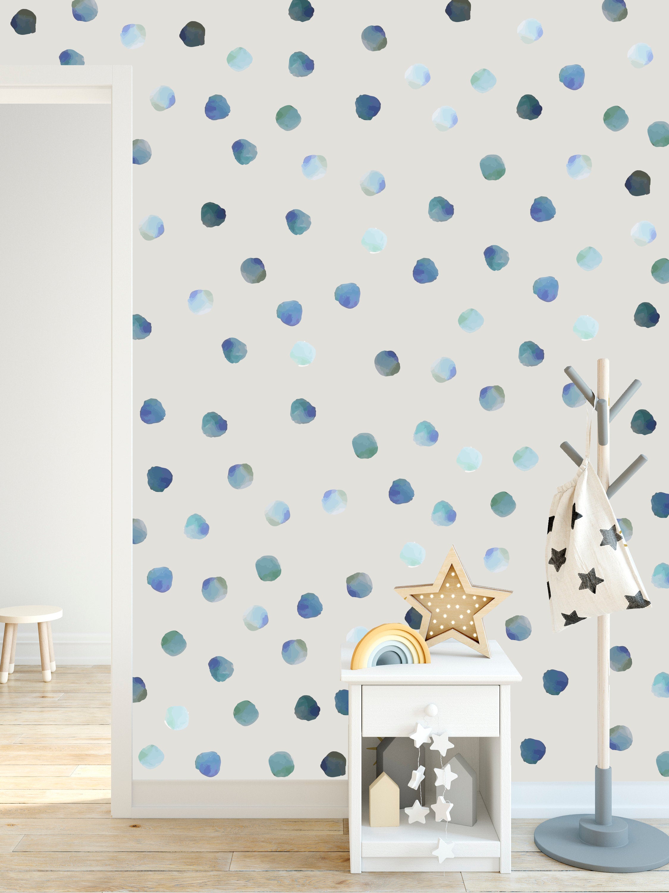 Vinilos Decorativos, Set de 108 Lunares Acuarela Azul