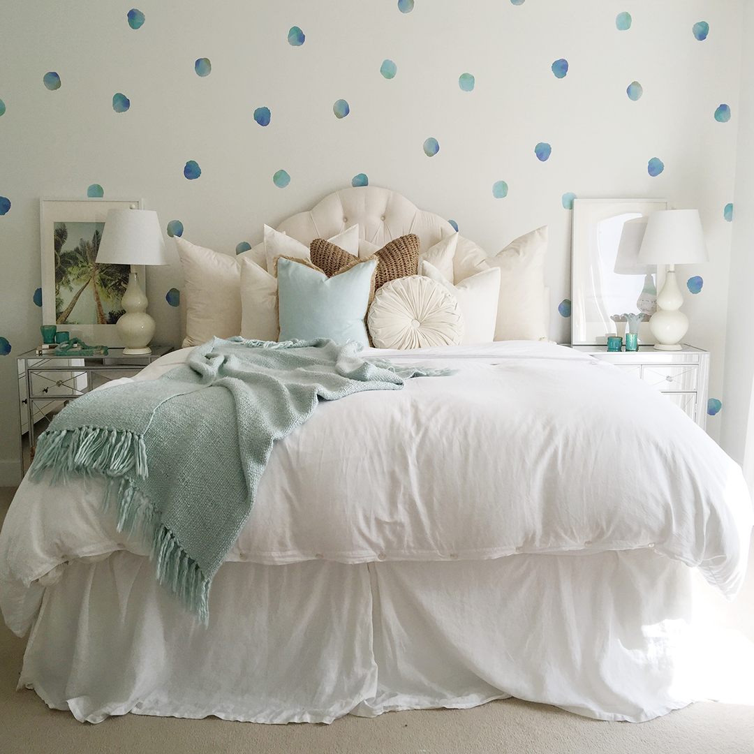 Vinilos Decorativos, Set de 108 Lunares Acuarela Azul