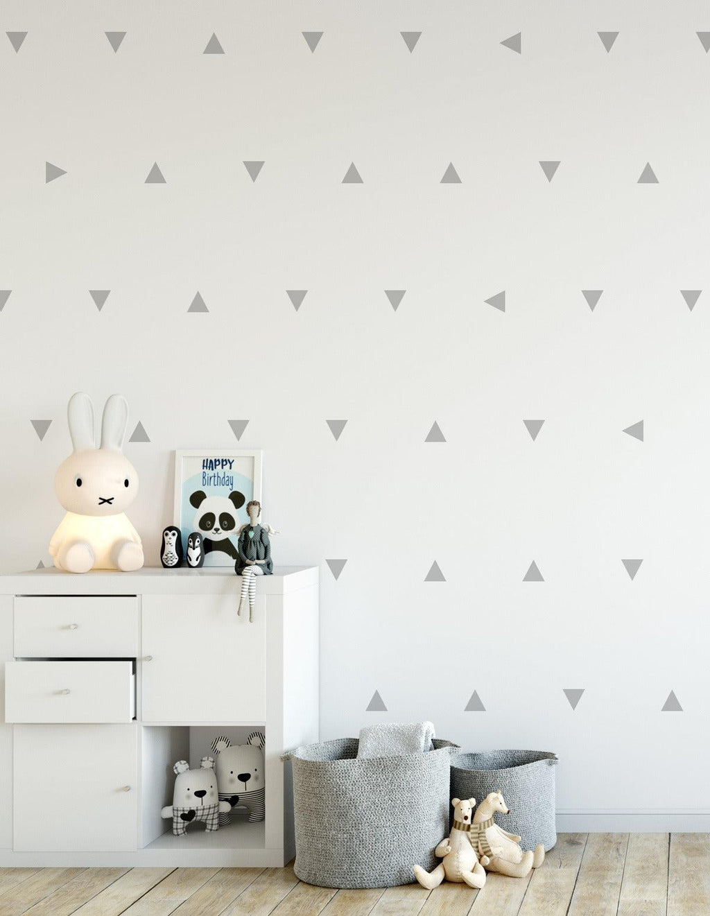 Vinilos Decorativos, Set de 24 Mini Triángulos Gris claro 072