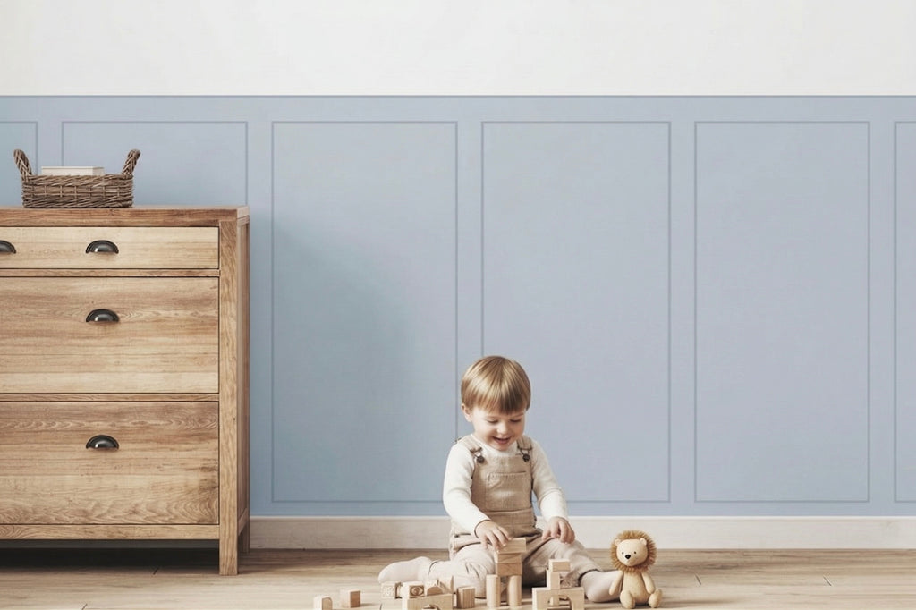Panel tipo moldura azul, vinil decorativo (1 panel 27" x 51")
