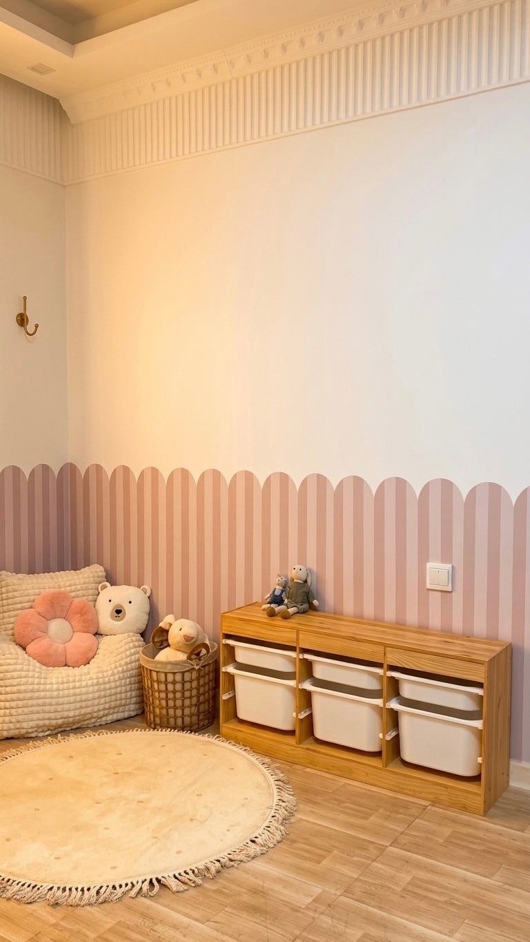 Vinilos Decorativos panel de media pared de rayas color rosado (1 panel)