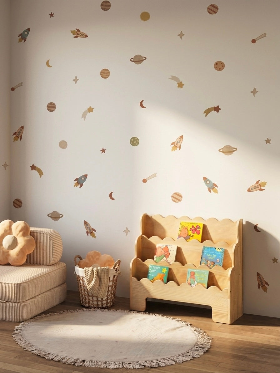 Vinilos decorativos estrellas y planetas (83 piezas)
