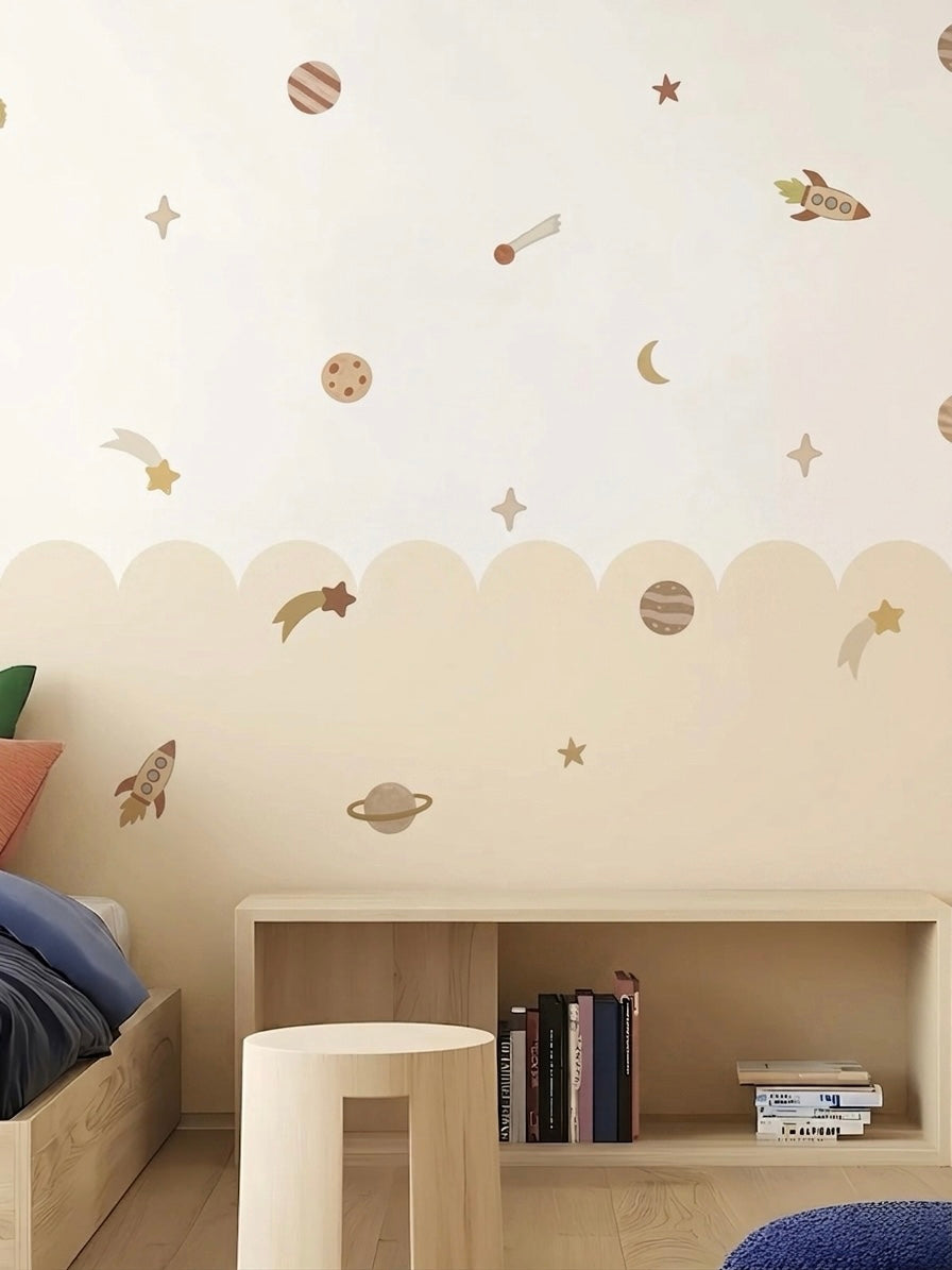Vinilos decorativos estrellas y planetas (set incluye 83 figuras)