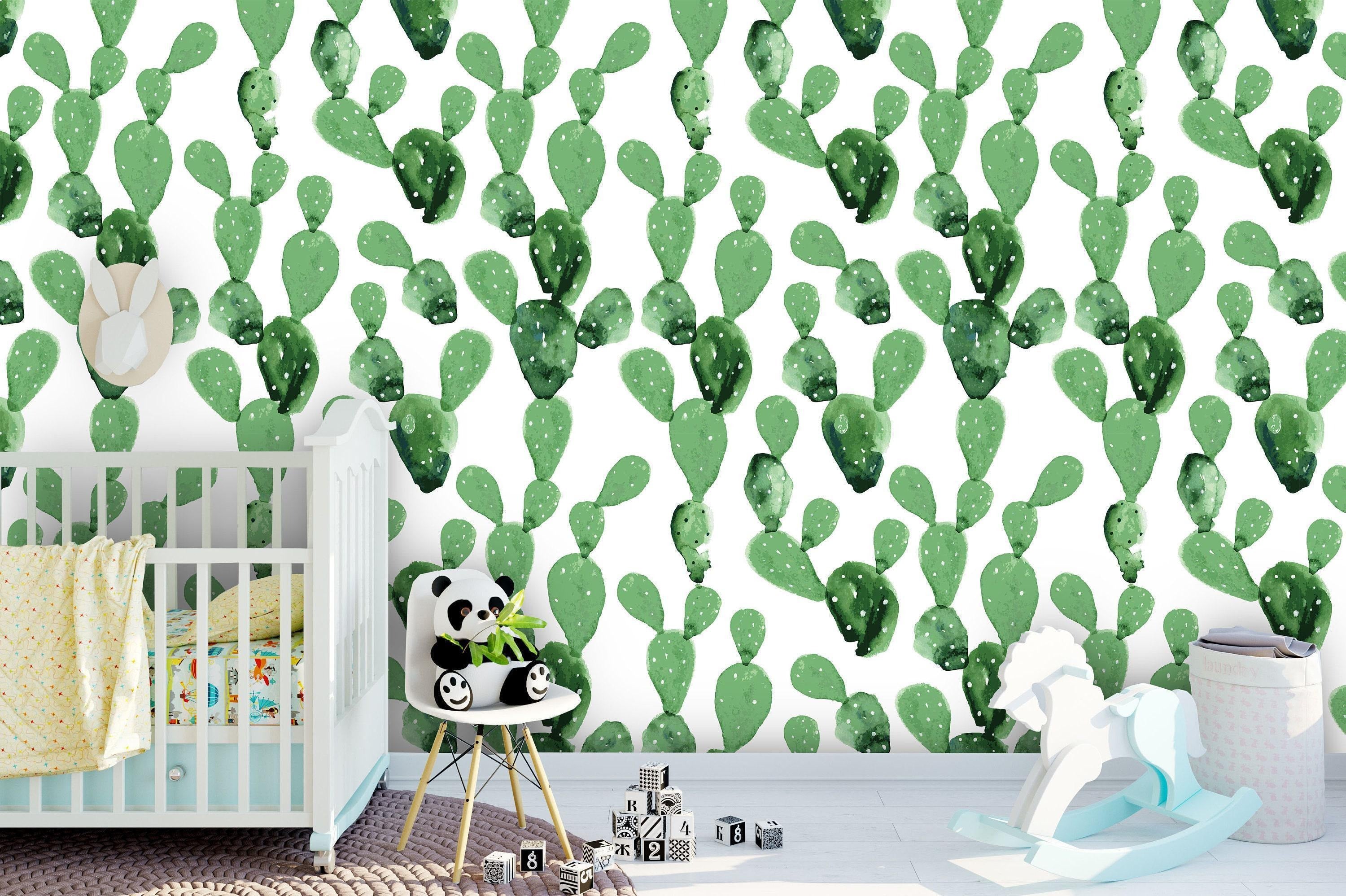 Papel Tapiz Autoadhesivo de Cactus en Acuarela