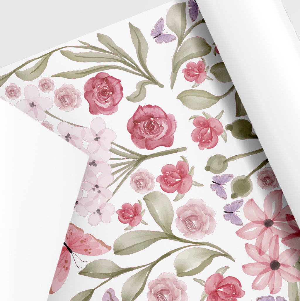 Vinilos decorativos flores y mariposas en acuarela (83 piezas)